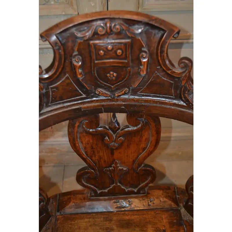 19th Century Swiss Hand Carved Wood Swivel Desk Chair CalaVie