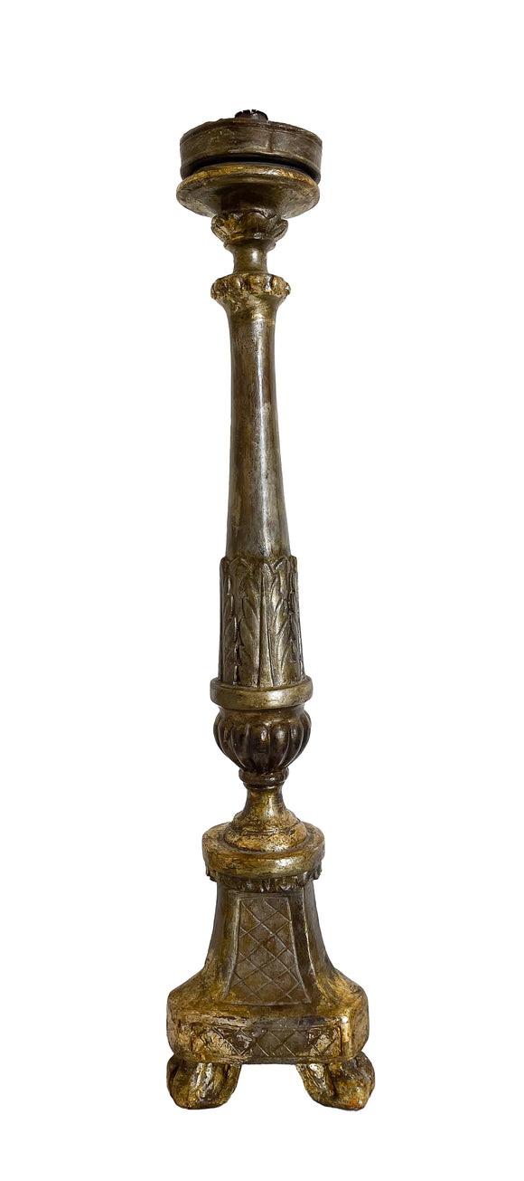Antique Gilt Wood Tripodal Candlestick