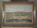 Two Antique French Hand Colored Lithographs of the gardens of Versailles
