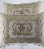 Pair of Antique Ottoman Raised Embroidery Pillows