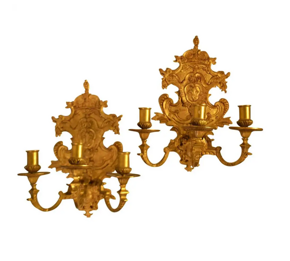 Pair Of Gilded Louis XVI Wall Sconces