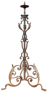 Antique Forged Wrought Iron Pricket Torchiere