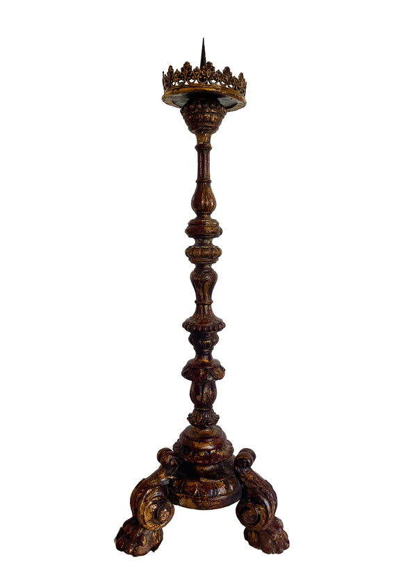 Louis VIII Gilt Wood Pricket Candlestick