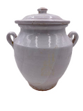 French "fait a la main" White Glazed Terra Cotta Covered Pot