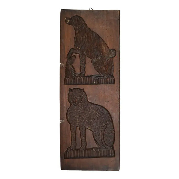 Wooden Gingerbread Mold, Dog and Cat