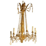 Pair of Italian Giltwood and Crystal Sconces