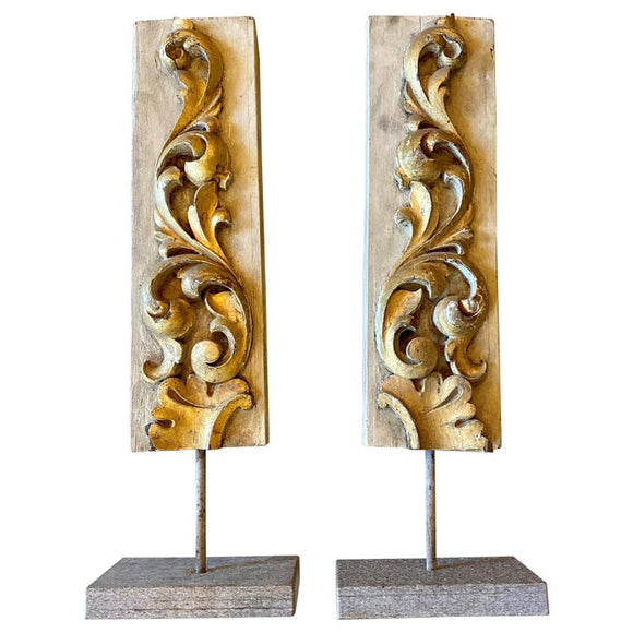 Pair of 18th Century Carved Fragment on Stands