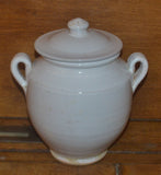 French "fait a la main" White Glazed Terra Cotta Covered Pot