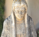Carved Stone Statue of Saint Anne and the child Mary