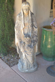 Carved Stone Statue of Saint Anne and the child Mary