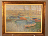 Painting Of Ships In Harbor