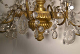 Pair of Italian Giltwood and Crystal Sconces