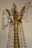 Pair of Italian Giltwood and Crystal Sconces