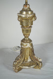Antique Silver Giltwood Tripod Lamp
