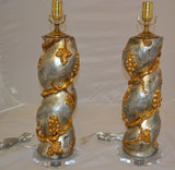 Pair of Carved and Gilded Table Lamps