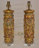 Pair of Parcel-Gilt Molded Plaster Table Lamps