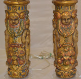 Pair of Parcel-Gilt Molded Plaster Table Lamps