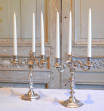 Pair of silver plated bronze candelabras