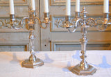 Pair of silver plated bronze candelabras