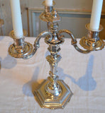 Pair of silver plated bronze candelabras