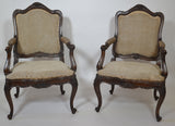 Pair of Louis XV  Walnut Fauteuils