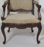 Pair of Louis XV  Walnut Fauteuils