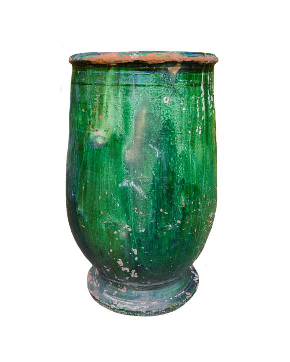 Early 20th Century Vase d'Anduze with Emerald Glaze