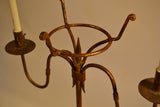 Unique Iron Floor Lamp with rawhide hand- stitched lamp shades.