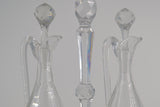 Crystal oil and vinegar server, and salt and pepper servers
