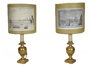 Pair of Italian Gilt wood Carved Fragment Lamps