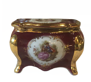 Porcelain vintage box, Limoges, shape of a commode
