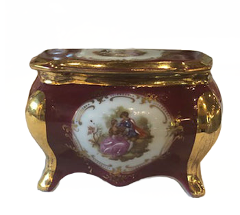 Porcelain vintage box, Limoges, shape of a commode