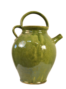 Terra Cotta Pot Enameled Green