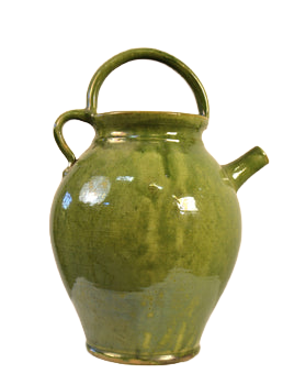 Terra Cotta Pot Enameled Green