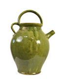 Terra Cotta Pot Enameled Green