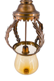 Wrought Iron Lantern w/Amber Glass Globe