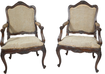 Pair of Louis XV  Walnut Fauteuils