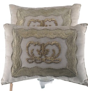 Pair of Antique Ottoman Raised Embroidery Pillows
