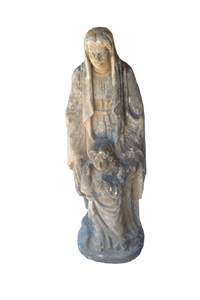 Carved Stone Statue of Saint Anne and the child Mary