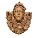 Continental Carved Walnut Garden Cartouche Figure