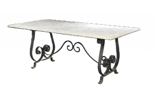 Continental Travertine And Iron Conservatory Table