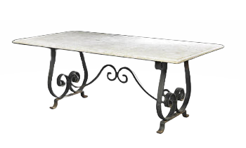 Continental Travertine And Iron Conservatory Table