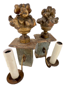 Italian, Pair of small Carved gilt wood sconces