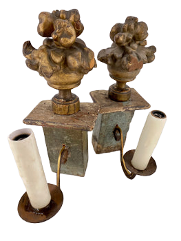 Italian, Pair of small Carved gilt wood sconces