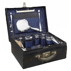 Lady's Nineteen-Piece Sterling Silver-Mounted Necessaire de Voyage,