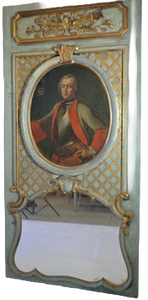Late 19th Century Carved Wood Trumeau with 17th Century Portrait