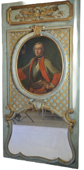 Late 19th Century Carved Wood Trumeau with 17th Century Portrait