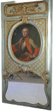 Late 19th Century Carved Wood Trumeau with 17th Century Portrait
