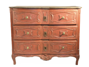 Louis XIV Commode Painted Ox Blood Red
