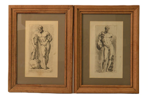Nude Men Illustrations, Set of Two.